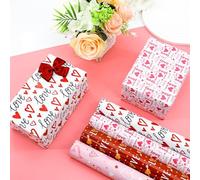 6 Sheet Wrapping Paper Love Heart Wrapping Paper Birthday Gift Wrapping Paper Recyclable Gift Wrapping Paper for Valentine's Day Anniversary Wedding Birthday