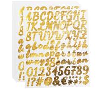 6 Sheets 1 Inch Gold Letters Number Stickers, Brushed Alphabet