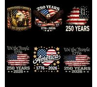 6 Sheets 250th Anniversary Iron on Patches, American Flag with Eagle Designs DTF Ready to Press Independence Day Heat Transfers Vinyl Decals for T-Shirts Bags Clothes DIY Craft Decor