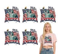 6 Sheets 250th Anniversary Iron on Transfers 4th of July Vinyl Iron on Patches Statue of Liberty Designs 250 Years Heat Transfer Vinyl Decals Applique for T-Shirt Pillow Covers Bag DIY Craft Decor