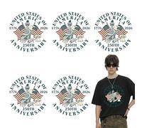 6 Sheets 250th Anniversary Iron Patches Transfer Sticker Independence Day 250 Years Theme Heat Transfer Vinyl Decal Eagle Design 1776-2026 4th of July Iron on Patches for T Shirts Hoodie DIY Crafts