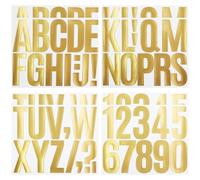 6 Sheets 3 Inch Vinyl Capital Letter Stickers, 2 Sheets 0-9 Number Stickers, Waterproof Alphabet Number Sticker for Mailbox, Water Bottle, Luggage and Marks - Gold