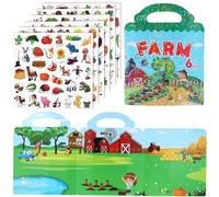6 Sheets 3D Puffy Early Education Sticker, Cute Animals and Plants Cartoon Learning Pattern Sticker Reusable Waterproof Childhood Educational Scene Book for Kids Toddlers 3+ Year Old