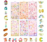 6 Sheets 3D Puffy Resin Stickers, Mini Reusable Cute Cartoon Decals Pink Bunny, Bear, Bird, Dinosaur, Dog, Cat Set for Scrapbooking, Journaling, Planner & Phone Case DIY Decoration