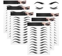 6 Sheets 4D Hair-Like Waterproof Eyebrow Tattoos Stickers Eyebrow Transfers Stickers Temporary Brow Tattoo Peel Off Grooming Shaping Eyebrow Sticker in Arch Style, 66 Pairs Black (High Arch Eyebrow)
