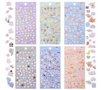 6 Sheets 600+ Pcs 3D Puffy Stickers for Kids, Mini Kawaii Decorative Stickers, Small 3D Tiny Micro Bulk Sticker Set for Scrapbooking Phone Case, Notebook, Scrapbooking, Include Japanese Cartoon Animal