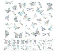 6 Sheets Anti Collision Window Stickers, Rainbow Reflective Decals Clings Film to Deterrent Prevent Label Colorful Prism Pattern for Preventing Bird Strikes (Butterfly, Dragonfly)