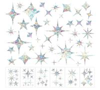 6 Sheets Anti Collision Window Stickers, Rainbow Reflective Decals Clings Film to Deterrent Prevent Label Colorful Prism Pattern for Preventing Bird Strikes(Star)