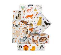 6 Sheets Assorted Dog Cat Gift Wrapping Paper, Cute Animal Puppy Kitten Paw Birthday Gift Wrap Paper Folded Flat Gift Packing Paper 20x28 Inches per Sheet for Kid Boy Girl Christmas Holiday Birthday