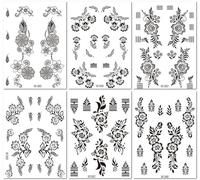 6 Sheets Black Lace Temporary Waterproof Tattoo Stickers