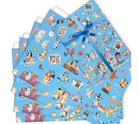 6 Sheets BlueyDog Wrapping Paper Birthday (Size 70cm X 50cm), Gift Wrap Perfect for Kids Birthday Party or Christmas