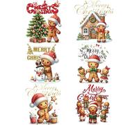 6 Sheets Christmas Iron on Transfers for Tshirts, Christmas DTF Transfers Ready to Press Gingerbread Iron on Transfers for Clothes Bag Pillow Hat DIY Decorations