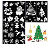 6 Sheets Christmas Tattoo Stencils, Glitter Temporary Tattoo Templates Waterproof for Kids Xmas Party Decoration Chlidren Drawing Body Art Painting