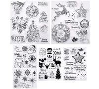 6 Sheets Christmas Themed Clear Stamps Different Style Silicone Stamps with Snowflake Santa Deer Tree for Card Making Decoration and DIY Scrapbooking