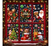 6 Sheets Christmas Window Stickers Decorations, Xmas Clings Decor | Windows Decals For Glass Indoor, Reusable Merry Christmas Stuff, Double Side Static Cling Scene for Home Party Door