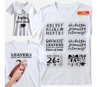 6 Sheets Class of 2026 Leavers Iron-On Transfer Sheets, Graduation Heat Transfer Names for DIY Leavers Shirts, T-Shirts, Backpacks, Jerseys & Clothing Decoration