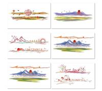 6 Sheets colorful wrist tattoo stickers for girls couples Watercolour Mountain Landscape Temporary Tattoos Inspirational Quotes Design