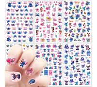 6 Sheets Cute Nail Art Stickers Nail Decals 3D Self-Adhesive Cute Nail Stickers Design Cartoon Nail Decals Kawaii Anime Nail Stickers Cute Nail Art Charm for Women Girls Nail Decoration