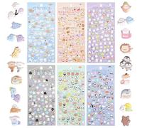 6 Sheets Cute Stickers for Adults, Mini 3D Puffy Stickers for Kids, Mini Kawaii Pattern Small Animal Sticker, Funny Animals Sticker for Phone Case, Notebook, Scrapbook, Crafting and Gifting