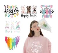 6 Sheets Easter Iron on Patches Decals Easter Eggs Bunny Designs Heat Transfer Stickers Happy Easter Vinyl Stickers Cartoon Cute Rabbit Iron on Appliques for Clothing T-Shirt Clothes DIY Decorations