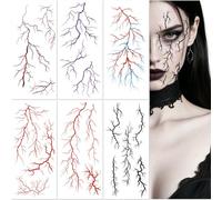 6 Sheets European And American Style Realistic Blood Vessel Tattoo Stickers Waterproof Halloween Makeup Face Stickers