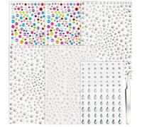 6 Sheets Face Gems Self Adhesive,Face Jewels Stickers with Tweezers for Festival Makeup,Rhinestone Pearl Stick on Gems for Eyes,Hair,Body,Nails &Crafts
