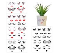 6 Sheets Face Stickers for Crafts, Various Styles Facial Features Stencils Lips Mouths Noses Eyes Eyebrows Make a Face Stickers for DIY Flower Pots Cups Cards Crafts, Holiday Party Supplies