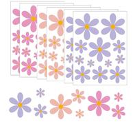 6 Sheets Flower Wall Stickers Multi-Size Daisy Walls Decals Waterproof Daisy Sticker Peel and Stick Wall Art Stickers for Kids Girls Nursery Playroom Bedroom Living Room - Pink/Purple/Orange