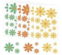 6 Sheets Flower Wall Stickers Self-Adhesive Daisy Sticker Boho Floral Wall Decals Art Stickers for Girls Kids Bedroom Nursery Playroom Classroom Decors - Yellow/Orange/Green