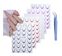 6 Sheets French Nail Art Stickers - Self-Adhesive French Tip Stickers with Tweezer for Women Girls DIY Nail Art Supplies