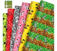 6 Sheets Game Wrapping Paper, Birthday Gaming Wrapping Papers Roll, Colorful Gift Wrap Video Game Gift Wrapping Paper for Men Boys Christmas Birthday Party Supplies Festive Decoration, 68x50cm