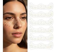 6 Sheets Glitter Freckles Face Tattoo Face Glitter Stickers Sparkle Freckles Gold Temporary Face Tattoos for Women Music Festivals Rave Photoshoots Daily Makeup Rave Accessories