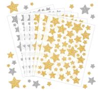 6 Sheets Glitter Gold and Silver Star Stickers, Self-Adhesive Five Star Reward Sticker for Crafts, Christmas Decoration Scrapbooks Cards, Teacher Stickers Stars