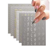 6 Sheets Gold Silver Nail Art Stickers Decals Self-Adhesive Metal Lines Nail Supplies Nail Art Design Decoration Accessories