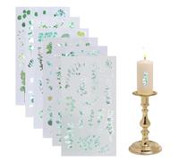 6 Sheets Green Plant Stickers, Waterproof Transparent Scrapbooking Stickers Set, Nature Plants Scrapbooking Supplies Stickers Paper, for Planner Album Laptop Computer Water Bottle DIY Craft