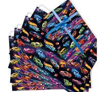 6 Sheets HotWheels Wrapping Paper (70cm X 50cm), Gift Wrap for Kids Birthday Party Supplies