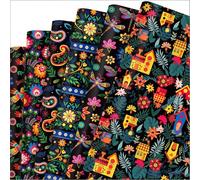 6 Sheets Mexican Fiesta Wrapping Paper,Mexican Flowers Gift Wrap Paper Folded Flat for Mexico Themed Cinco De Mayo Carnival Birthday Party Baby Shower,20 x 27 Inch