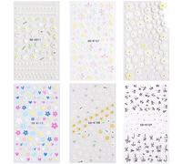 6 Sheets of 5d Flower Nail Stickers, Three-Dimensional Embossed Nail Stickers, Colorful DIY Nail Stickers, Spring Nail Art Design, Self-Adhesive Nail Decoration Accessories
