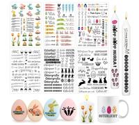 6 Sheets of Easter Candle Tattoo, Candle Stickers, Easter Bunny Candle Stickers, Tattoo Foil Candles, Water Slide Film Candles, Candle Tattoos Easter Decoration, for Candles and Ceramics, DIY Candle
