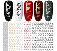 6 Sheets Old Letters Nail Art Stickers Decals Self-Adhesive Old Alphabet Numbers Nail Supplies Nail Art Design Decoration Accessories