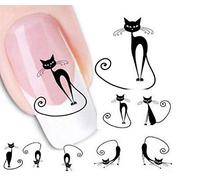 6 Sheets Self-Adhesive Nail Art Water Transfer Decals - 120PCS Cartoon Cat Pattern Stickers for Girls Women's Nail Decorations