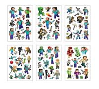 6 Sheets Temporary Tattoo For Kids, Waterproof Self Adhesive Pvc Body Art Tattoo Stickers, Party Bag Fillers Decorations For Boys And Girls, Birthday Gifts Video Game Party Favors Stick On Hands