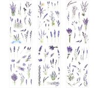 6 Sheets Vintage Scrapbook Stickers Natural Flowers Aesthetic Stickers Waterproof Botanical Decorative Stationery Paper for Writing, Craft, Card, Journaling, Album (Purple)