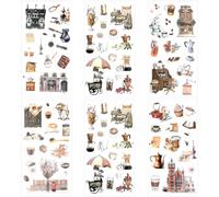 6 Sheets Vintage Scrapbook Stickers Natural Flowers Aesthetic Stickers Waterproof Botanical Decorative Stationery Paper for Writing, Craft, Card, Journaling, Album (Brown)