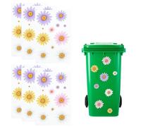 6 Sheets Wheelie Bin Stickers Flowers, Decorative Floral Sticker for Dustbin Daisy Flower Stickers Decal for Fridge and Household Decorations