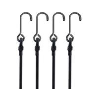 6'' Short Mini Heavy Duty Bungee Cords with 180 lbs Max Break Strength & Rust Resistant Steel Hooks, 4 Pcs Black Small Bungee Straps with Excellent UV Protection & 6mm Diameter, Perfect for Small Item
