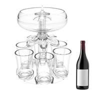 6 Shot Glass Dispenser and Holder with Glasses, 6 Shots Pourer Cocktail Dispenser, Acrylic Shot Liquor Dispenser Glass Holder, Glass Beverage Dispenser, Home Bar Accessories