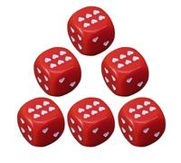 6 Sided Dice | Acrylic Cube with Heart Shaped Dots | 6 Pieces Rounded Corners Collectable Table Travel Night Home Toys