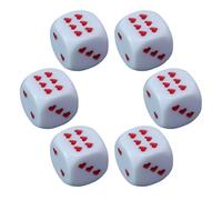 6-Sided Dice - Acrylic Dice for Table Games with Heart-Shaped Dots | 6 Pieces with Rounded Edges for Math Lessons Collecting Table Games