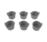 6 Silicone Baking Cups Ramekins for Air Fryers Heat Resistant and Non for Cooking Muffins, Eggs, Cupcakes Compatible with Various Models (Gray)